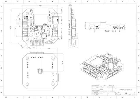 CANStepper V2 PCB mechanical drawing